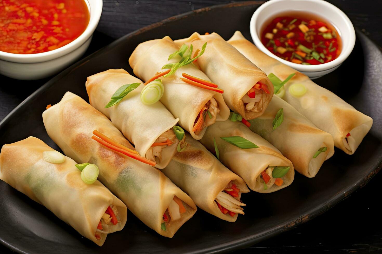 AI generated Egg rolls or spring rolls fried. AI Generated photo