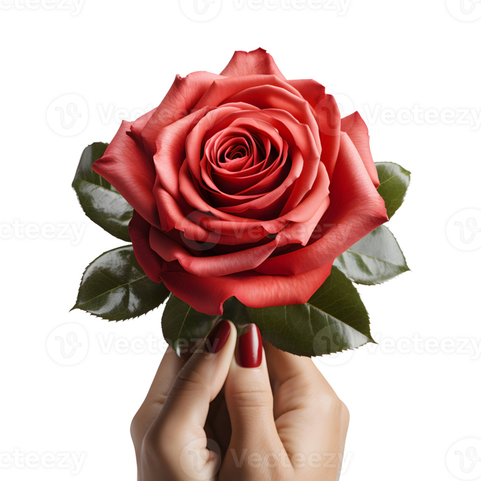 AI generated Hand with Red Rose for Emotional Scenes, Floral Elegance png