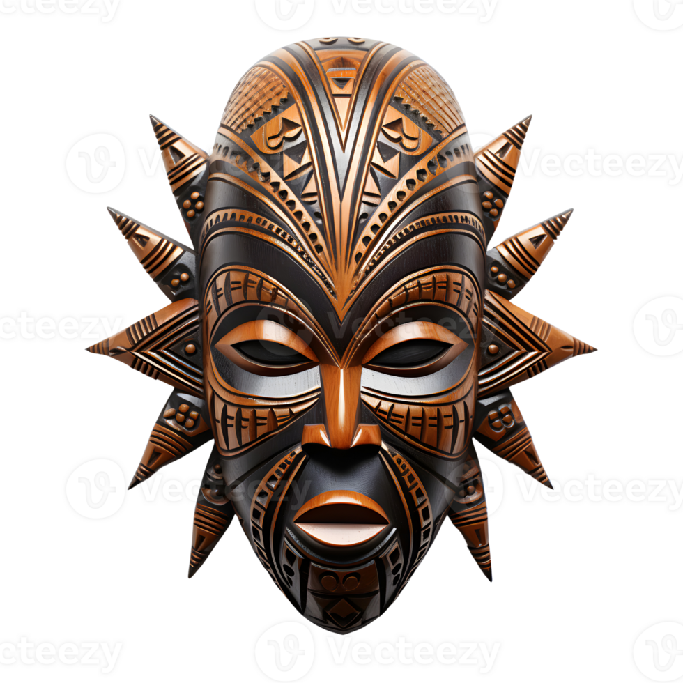 AI generated Authentic Ancient Wooden Mask, Tribal Heritage png