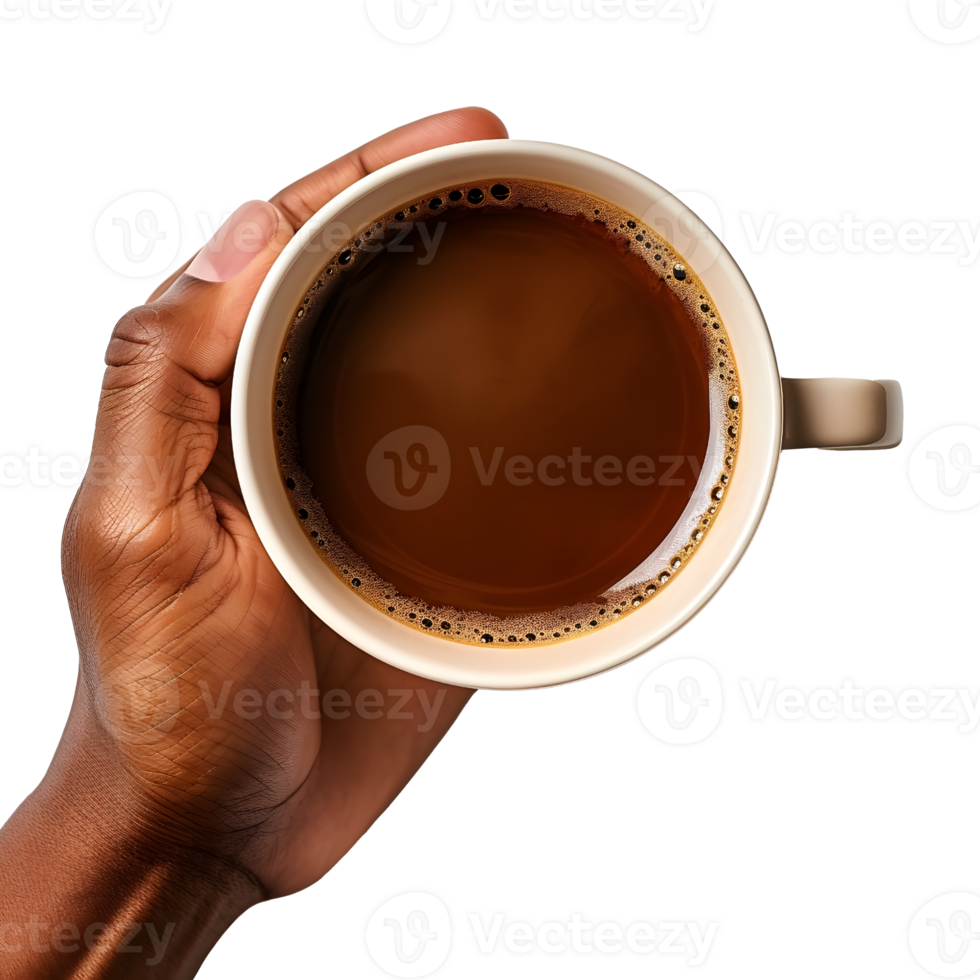 AI generated Top Down View of Hand with Coffee, Warmth in a Cup png