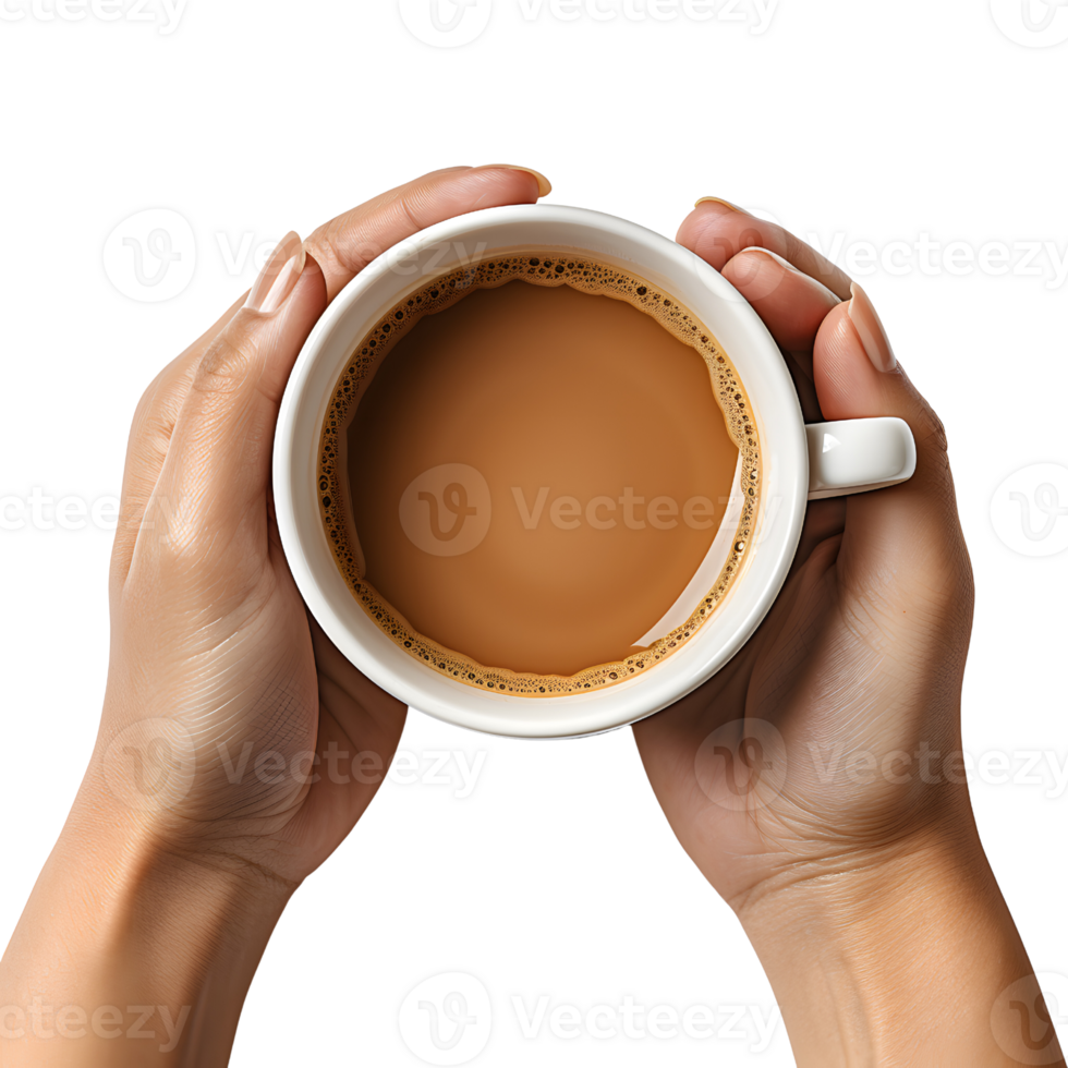 AI generated Top View Hand Holding Coffee, Caffeine Indulgence png