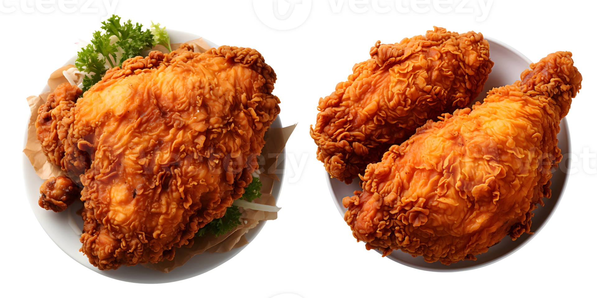 AI generated Golden Crispy Fried Chicken on Plate png