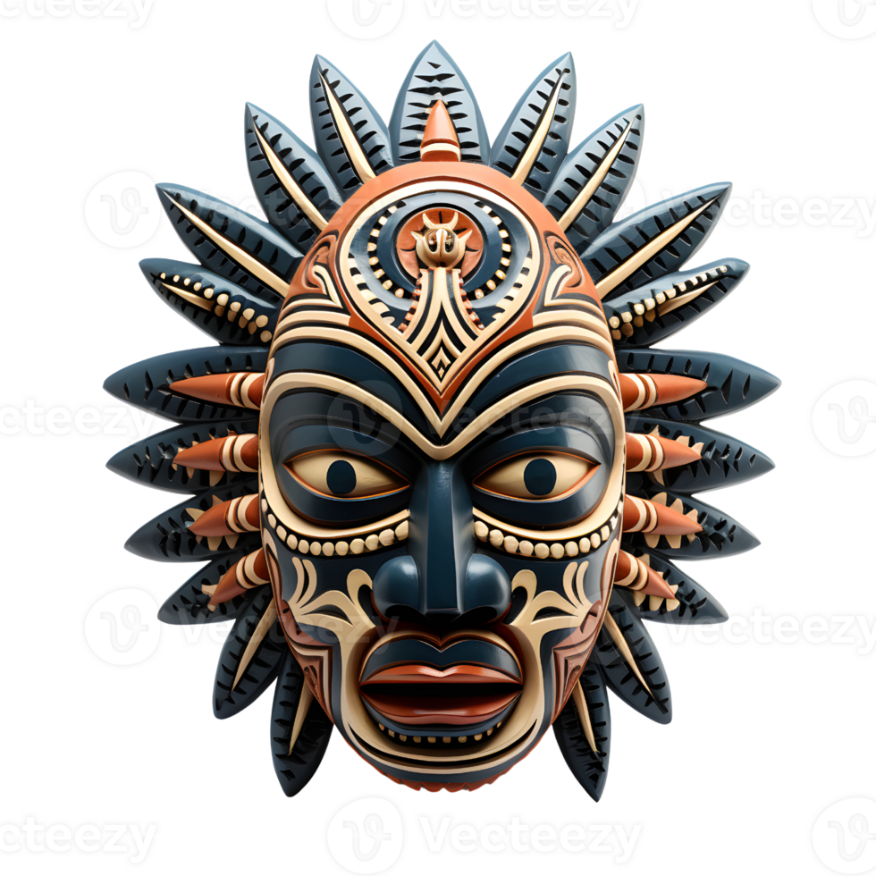 AI generated Ancient Wooden Tribal Mask Craft, Sacred Artistry png