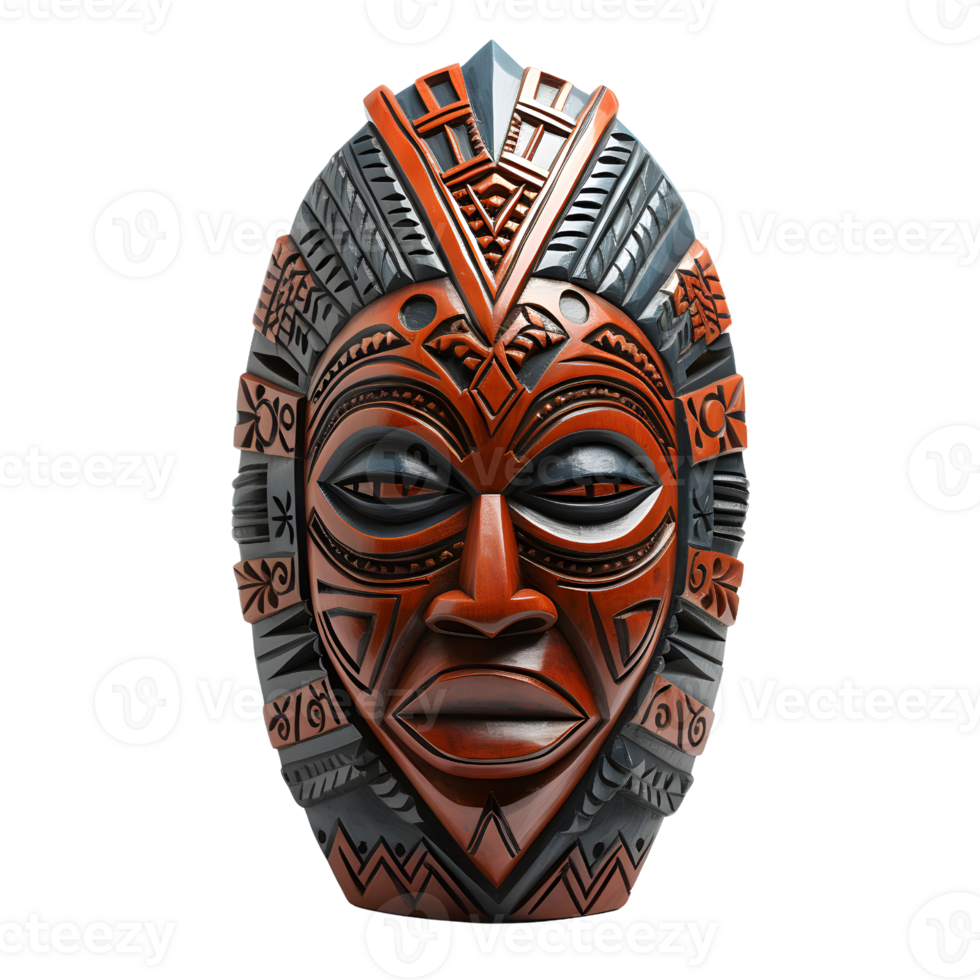 ai généré ancien traditionnel en bois tribal masque, spirituel icône png