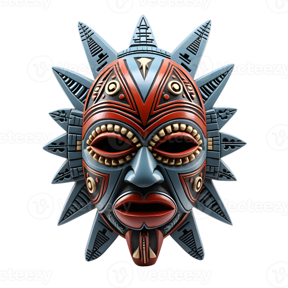 AI generated Vintage Traditional Wooden Mask, Heritage Display png