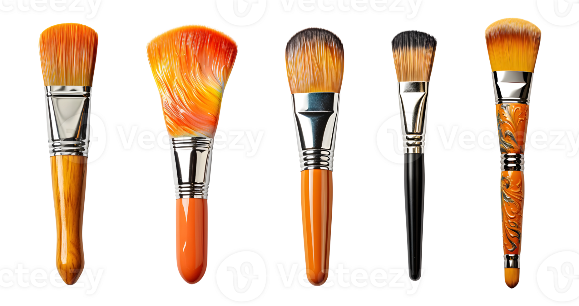 AI generated set collection of paint brushes of various sizes png