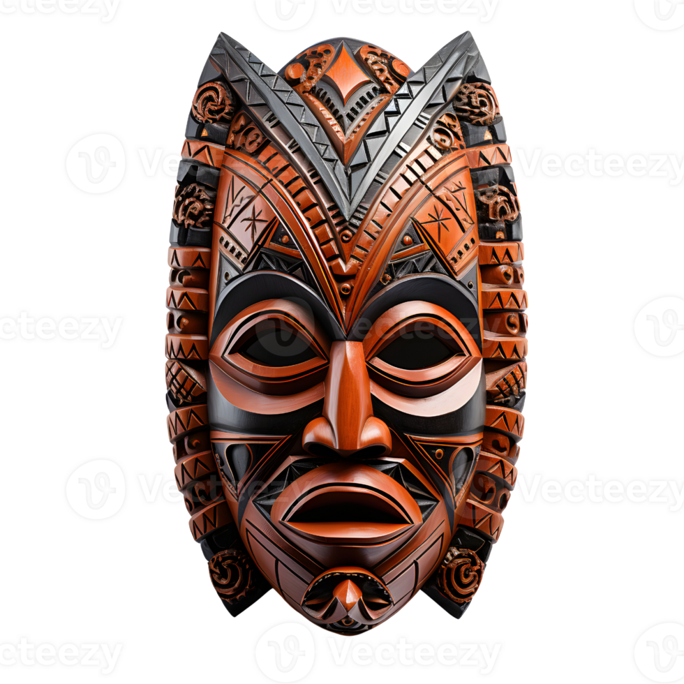 AI generated Vintage Traditional Wooden Mask, Time Honored Craft png