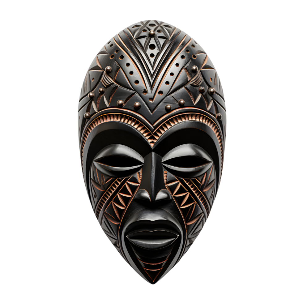 AI generated Vintage Traditional Wooden Mask, Tribal Symbolism png