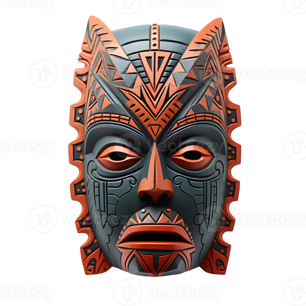 AI generated Antique Wooden Tribal Mask Art, Traditional Culture png