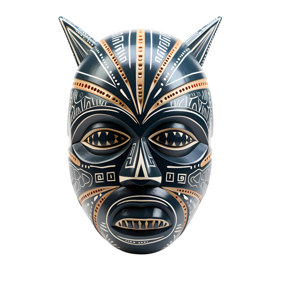 AI generated Authentic Wooden Tribal Mask Craft, Ancient Rituals png