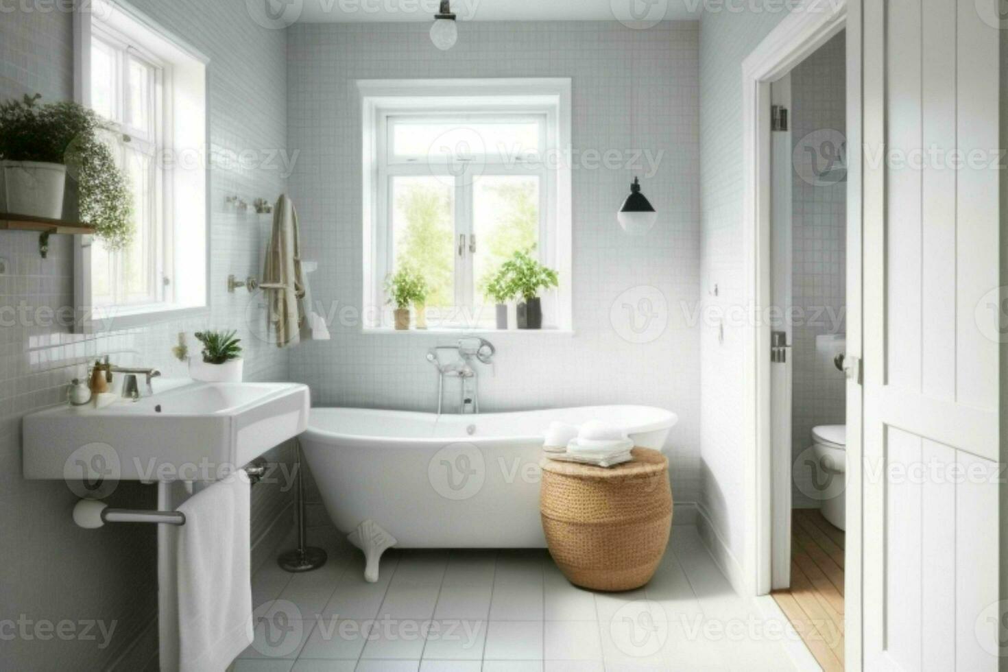 ai generado escandinavo estilo baño. Pro foto