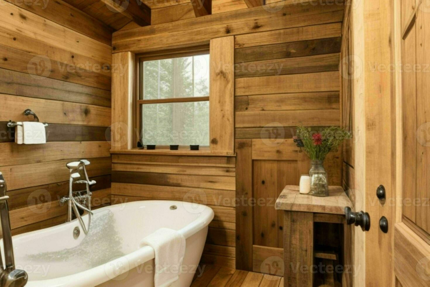 AI generated Rustic Style Bathroom. Pro Photo