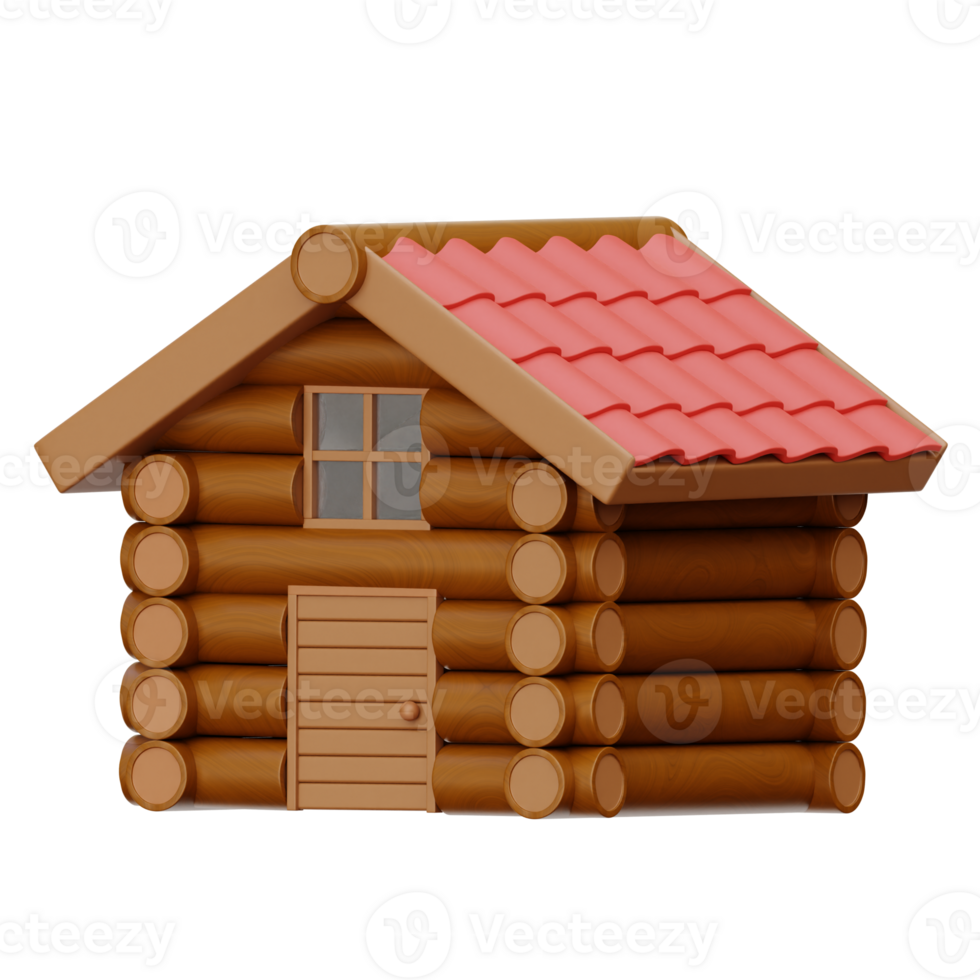 Wooden House 3D Icon Illustrations png