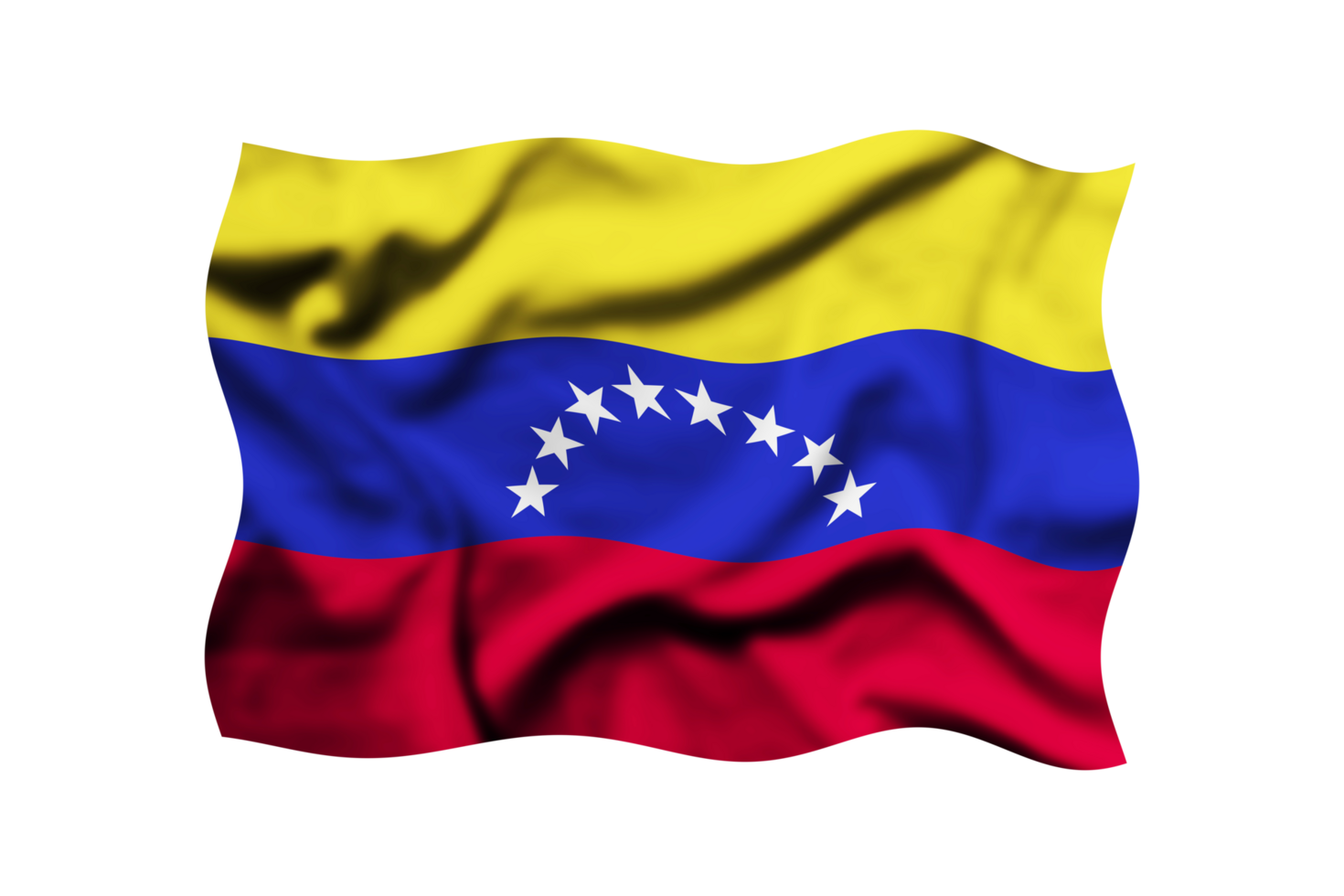 Waving flag of Venezuela isolated on transparent, 3d rendering. Clipping path included png