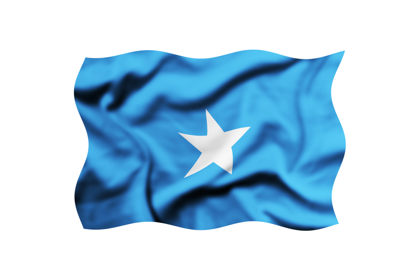 Somalia flag blowing in the wind. Background texture. 3d rendering. Clipping path included png