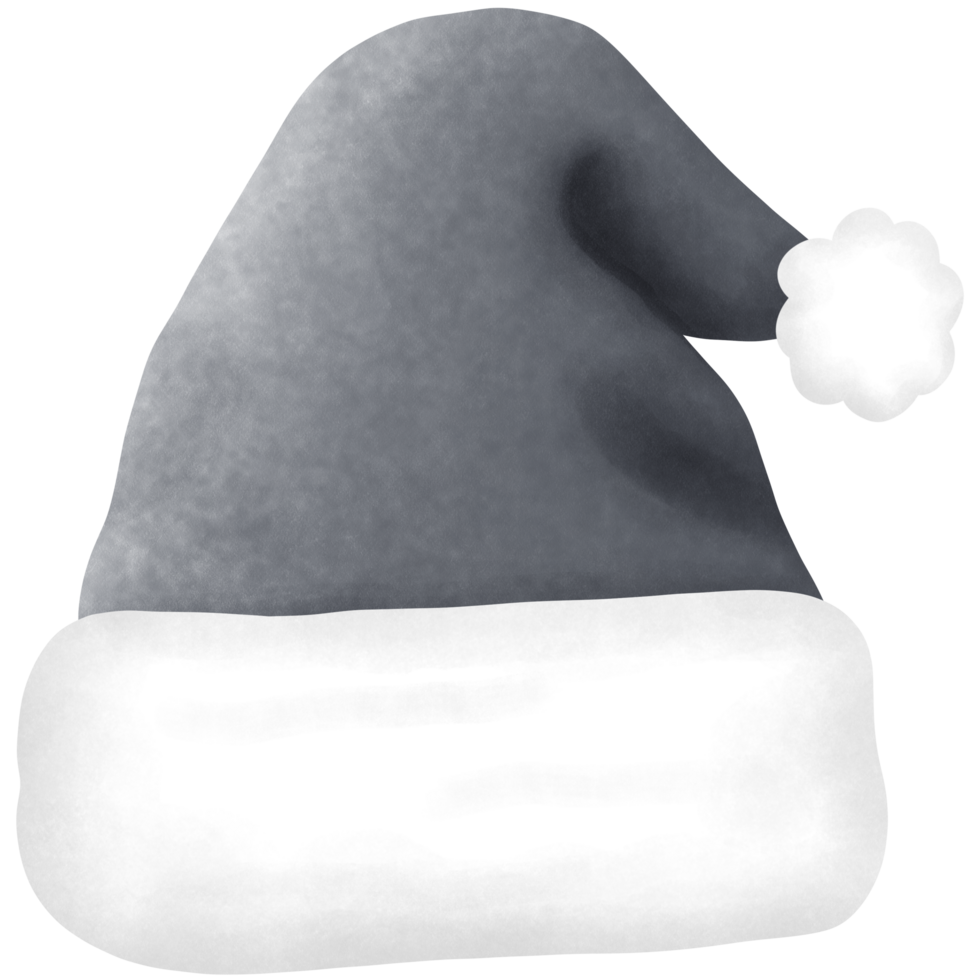 Watercolor gray santa hat with snowflake illustration.Christmas hat