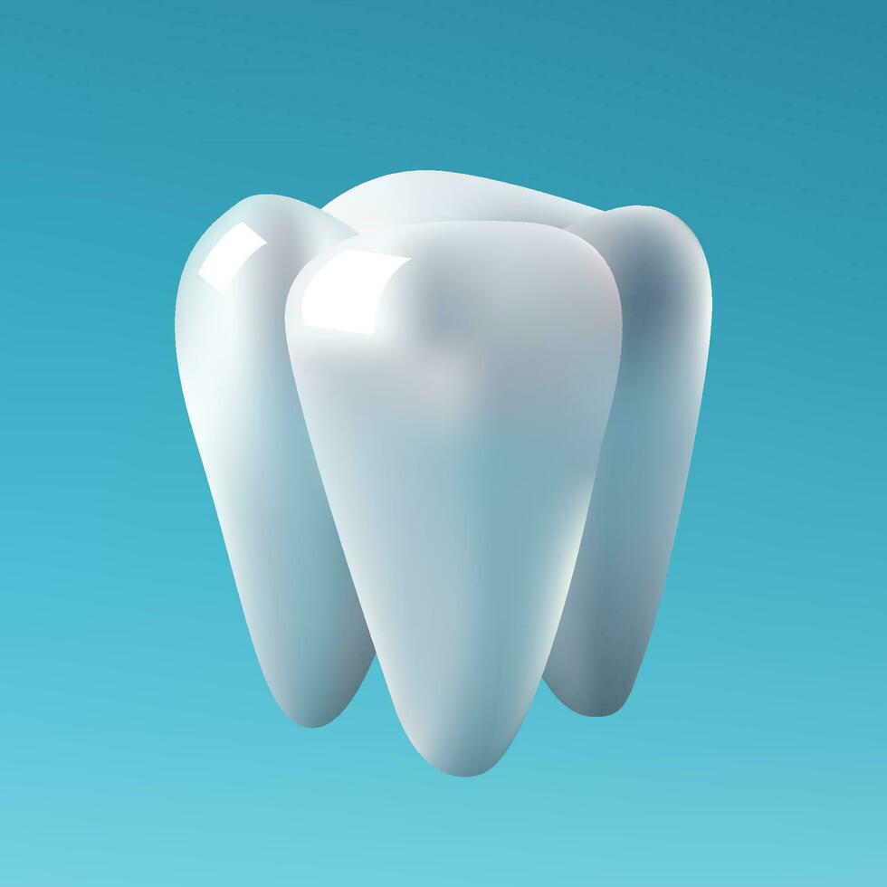 Tooth on a blue background. 3D. Vector