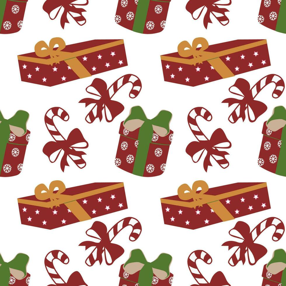 Navidad regalos sin costura modelo. vector, plano estilo. Perfecto para textil, fondo de pantalla o impresión diseño. vector