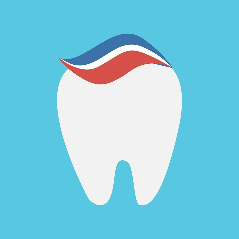 sano diente con pasta dental en un azul antecedentes. vector, plano estilo vector