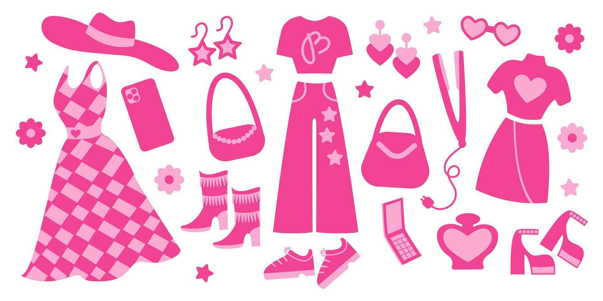 Set for a girl. Fashionable clothes and accessories. Vector, flat style. vector