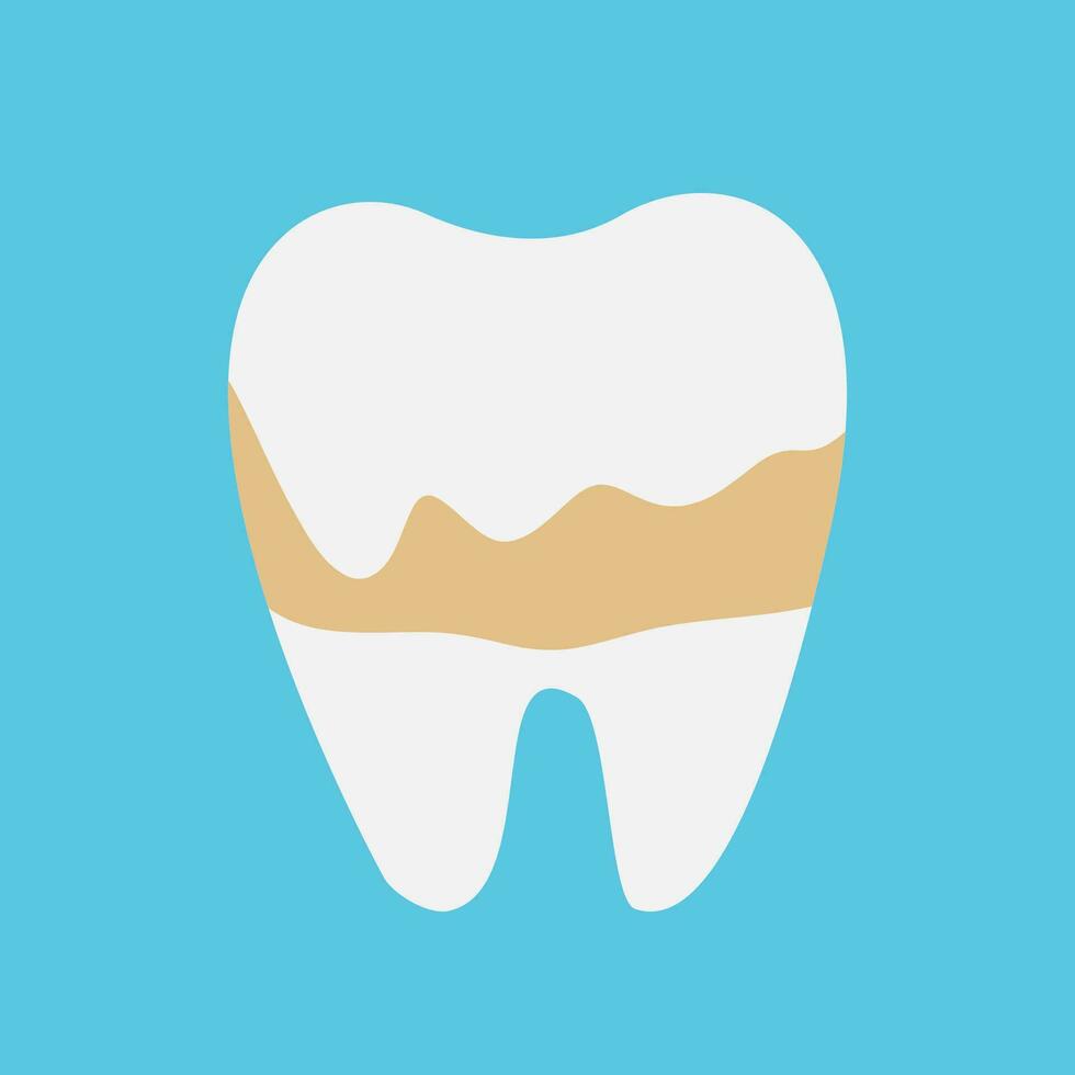 A tooth with plaque on a blue background. Vector, flat style vector