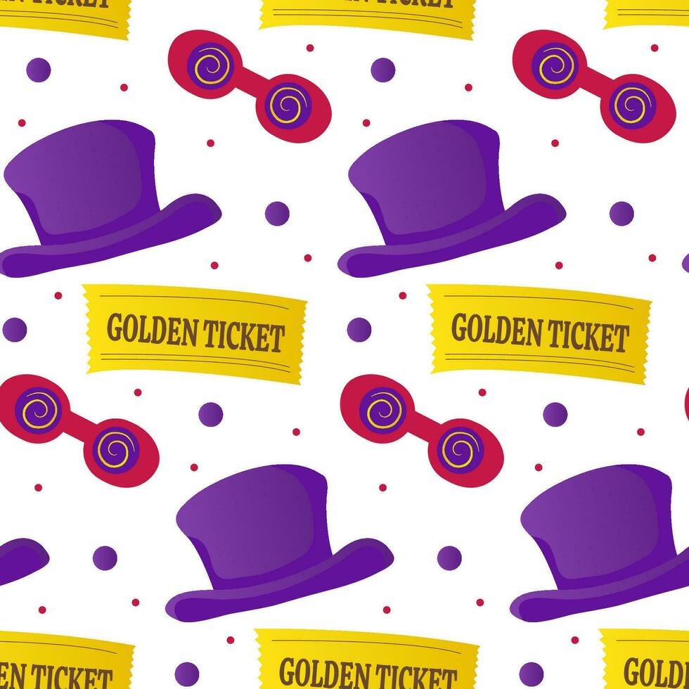 golden show ticket pattern. Vector illustration. For textiles, paper, fabrics, wallpaper, wrapping, backdrop.