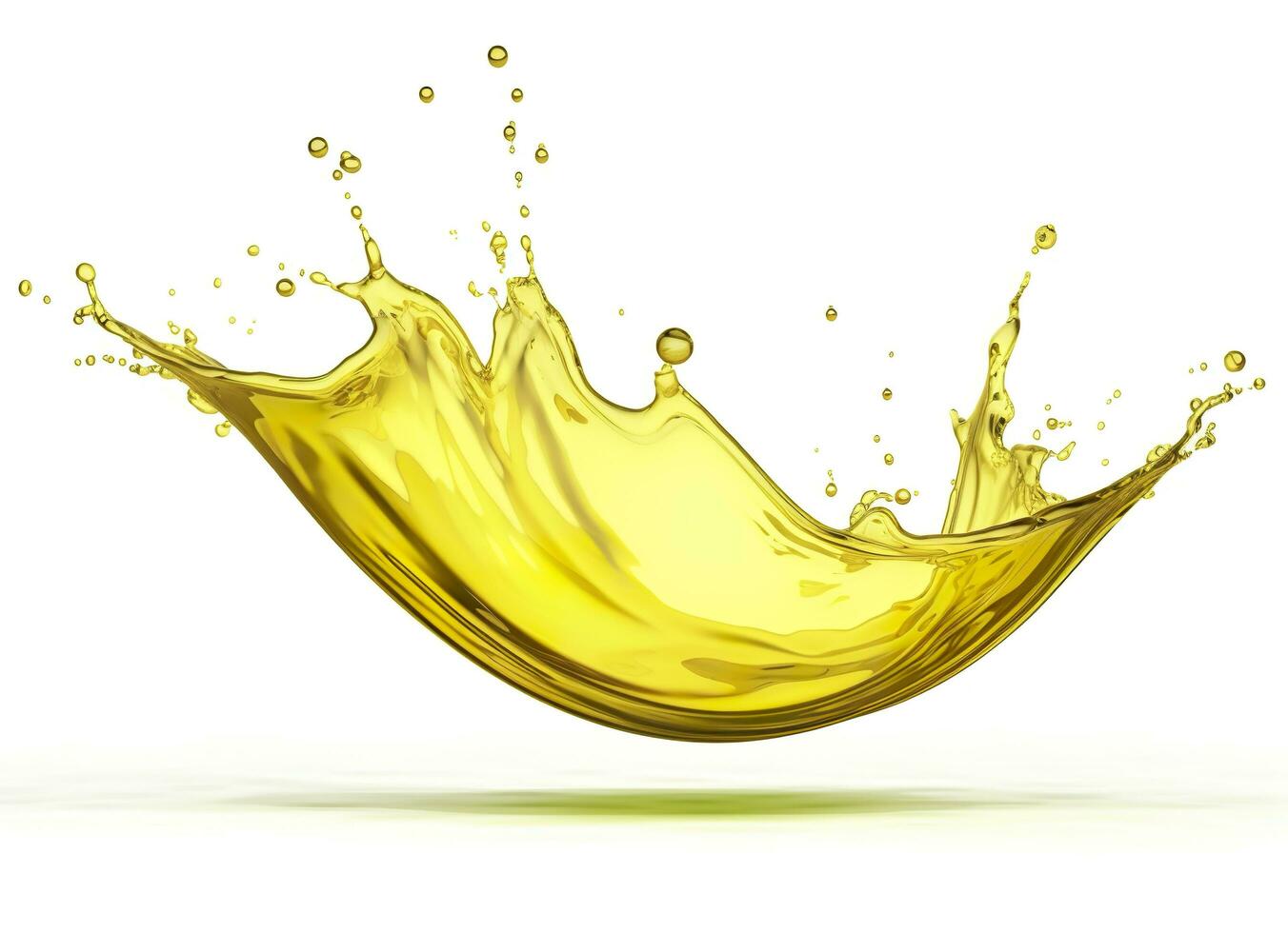 AI generated Olive or engine oil splash, cosmetic serum liquid isolated on white background. Generative AI photo