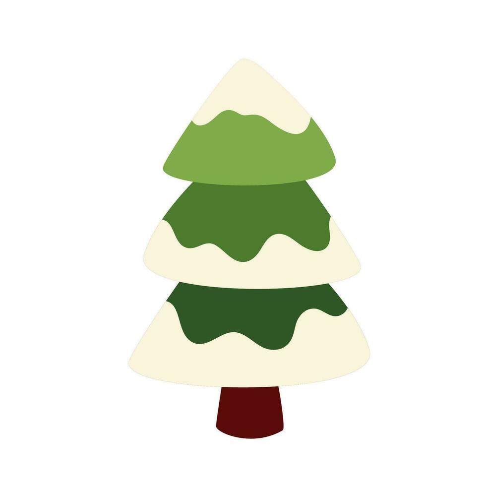 Christmas tree in the snow on a white background. Vector. Flat style vector