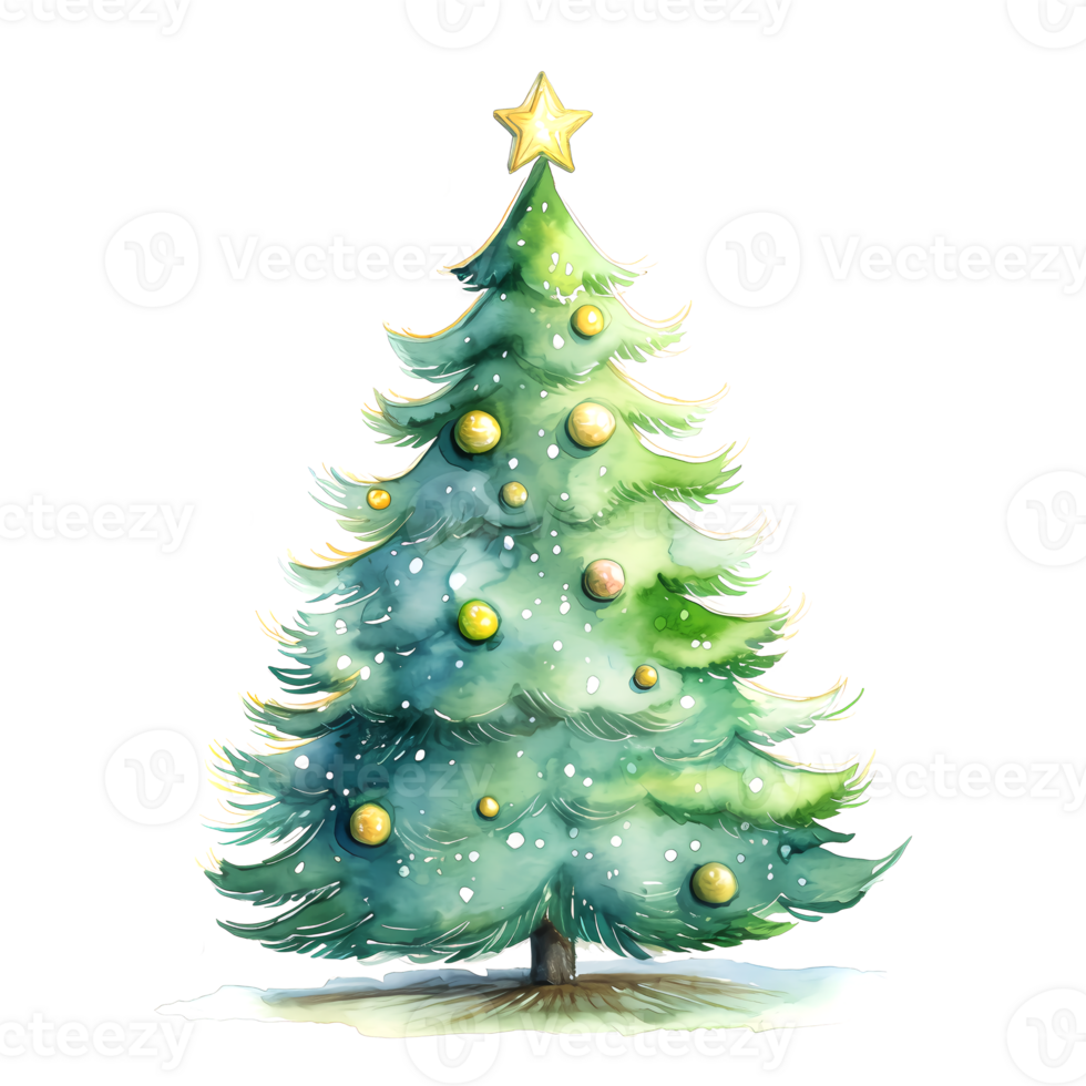 AI generated Watercolor Christmas Trees. Clipart. AI generated. png