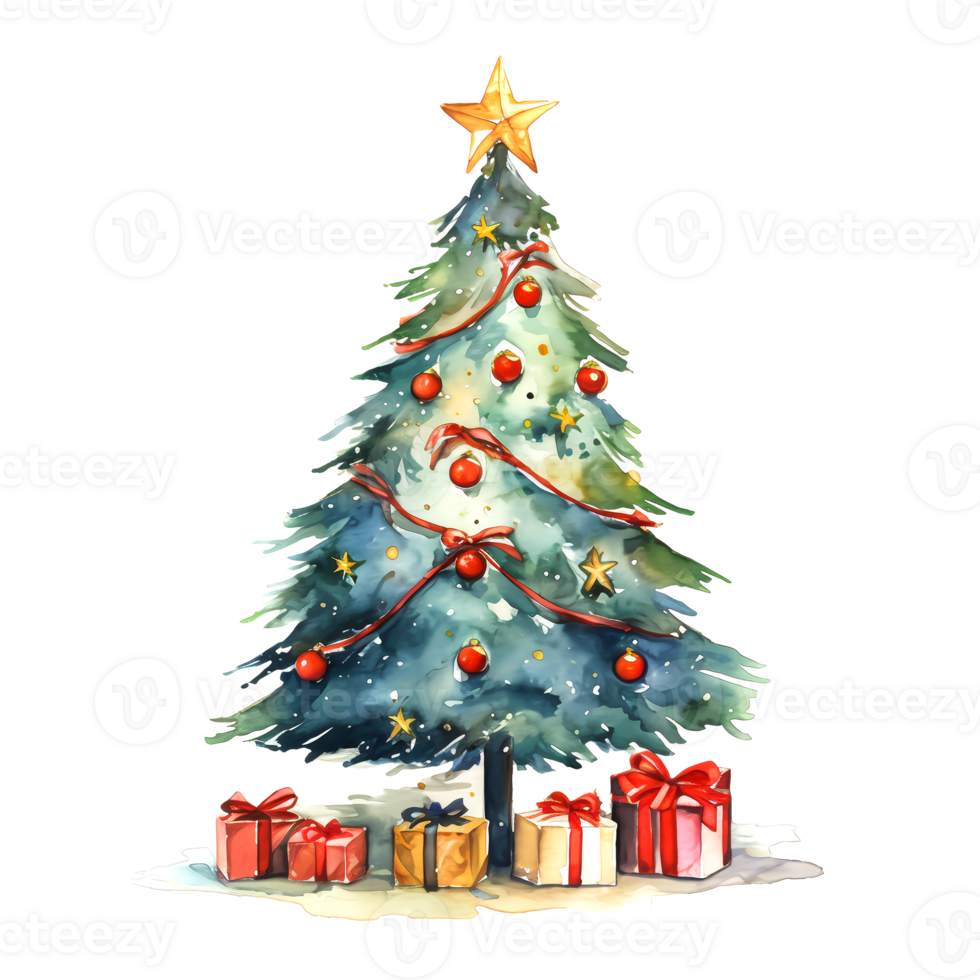 AI generated Watercolor Christmas Trees. Clipart. AI generated. png