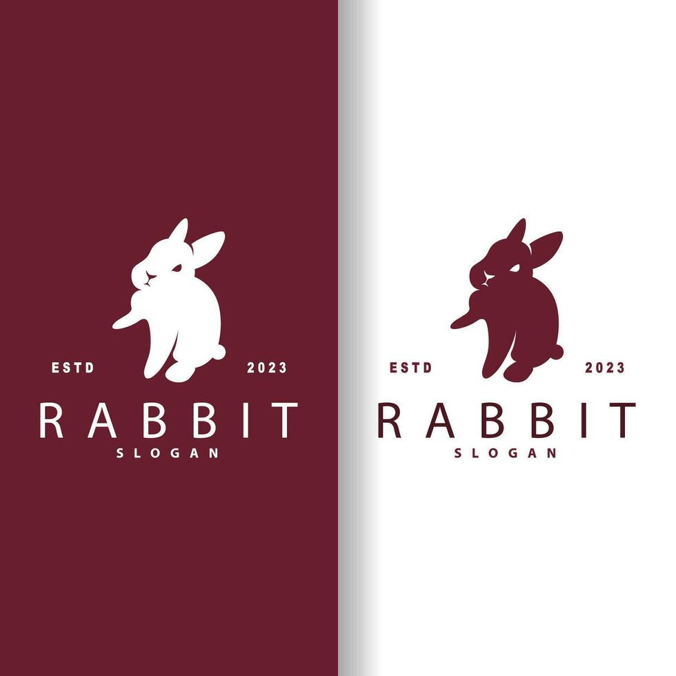 Rabbit logo design cute bunny simple animal silhouette illustration template vector