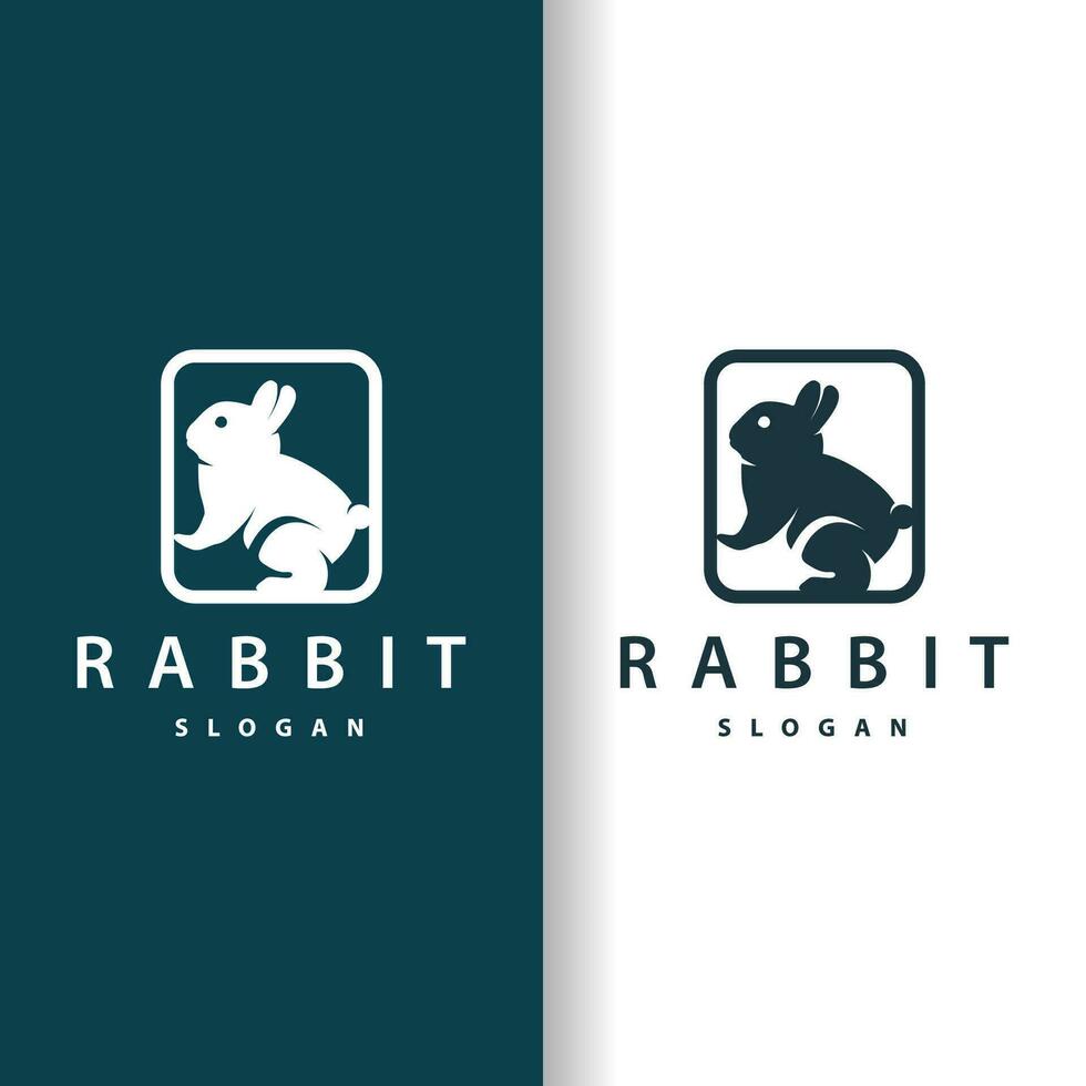 Rabbit logo design cute bunny simple animal silhouette illustration template vector