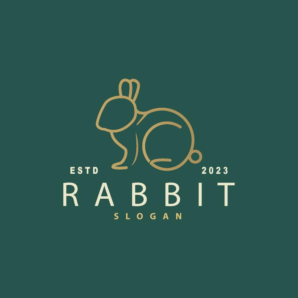 Rabbit logo design cute bunny simple animal silhouette illustration template vector