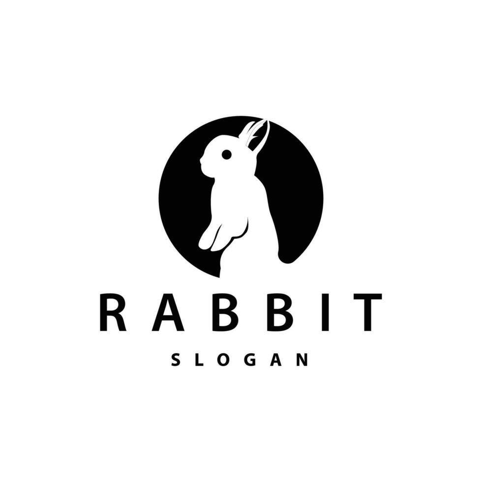 Rabbit logo design cute bunny simple animal silhouette illustration template vector