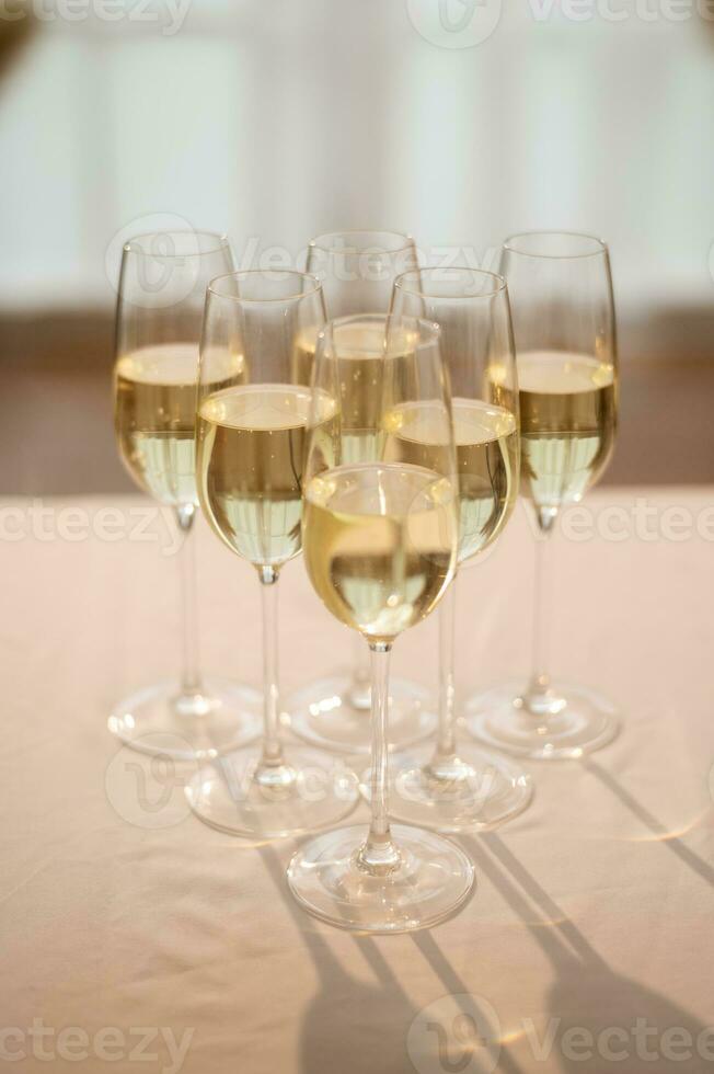 Glasses of champagne at the wedding ceremony photo