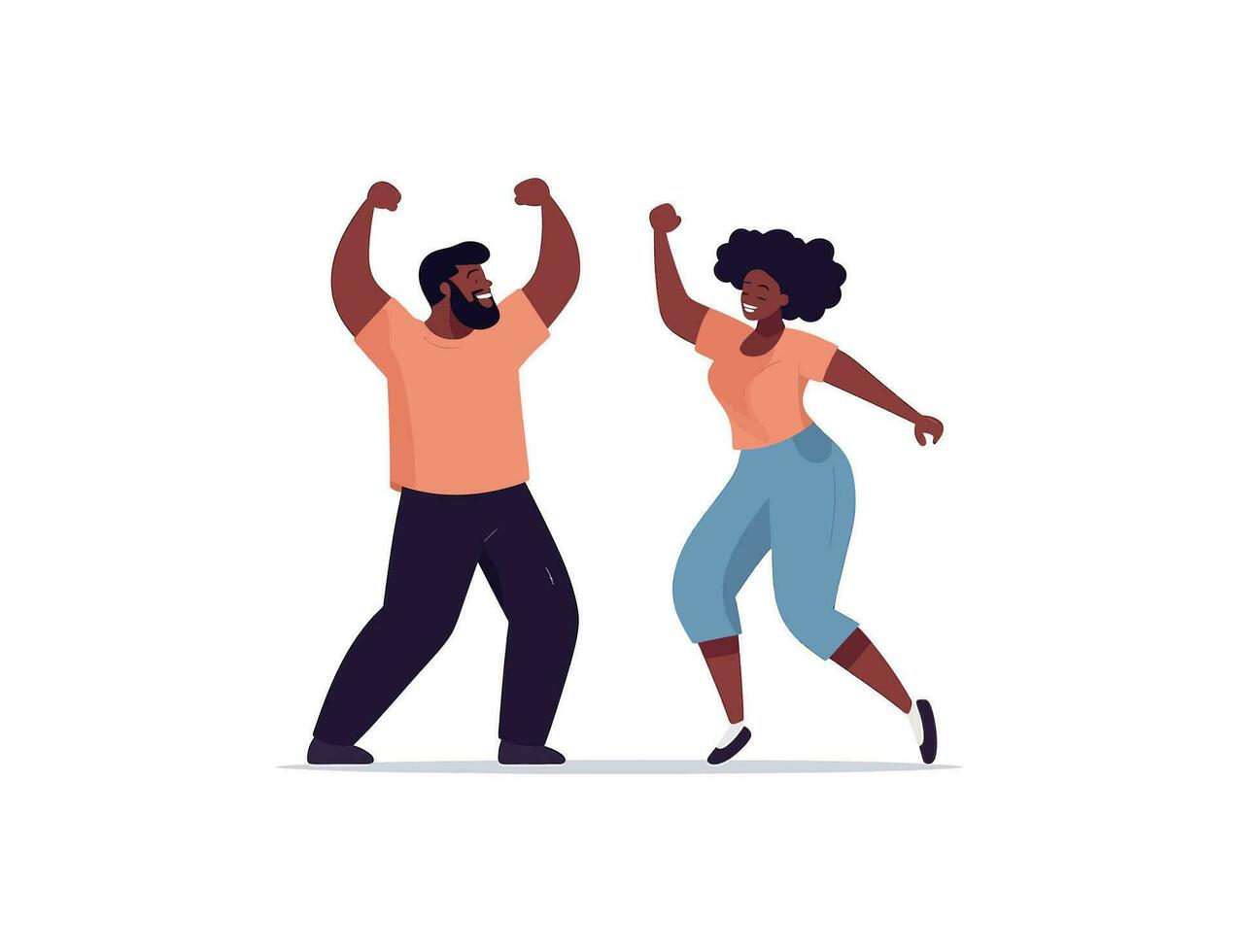 africano hombre y mujer teniendo divertido con su manos arriba. vector ilustración diseño.