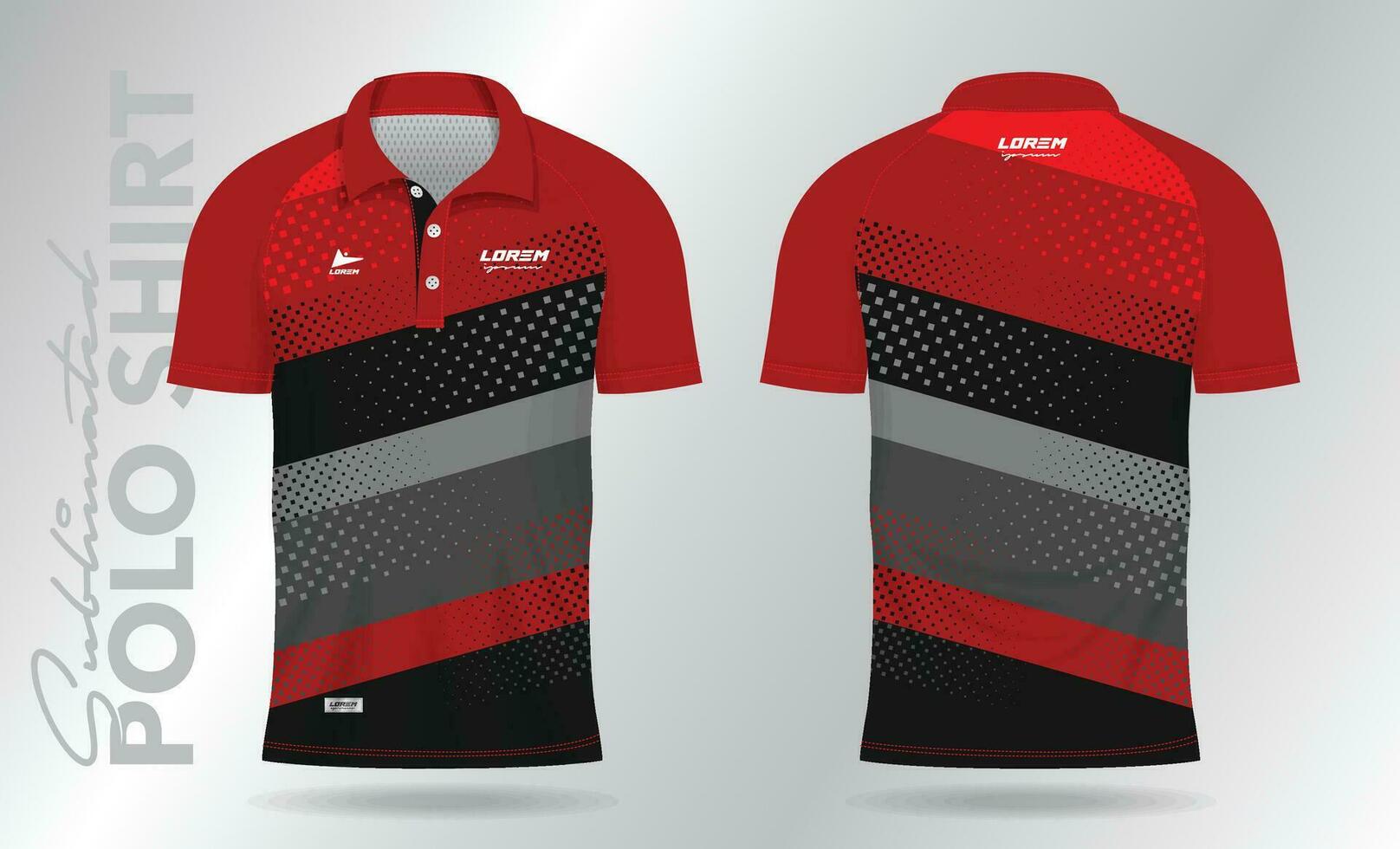 resumen rojo y negro polo camisa Bosquejo modelo diseño para deporte uniforme vector