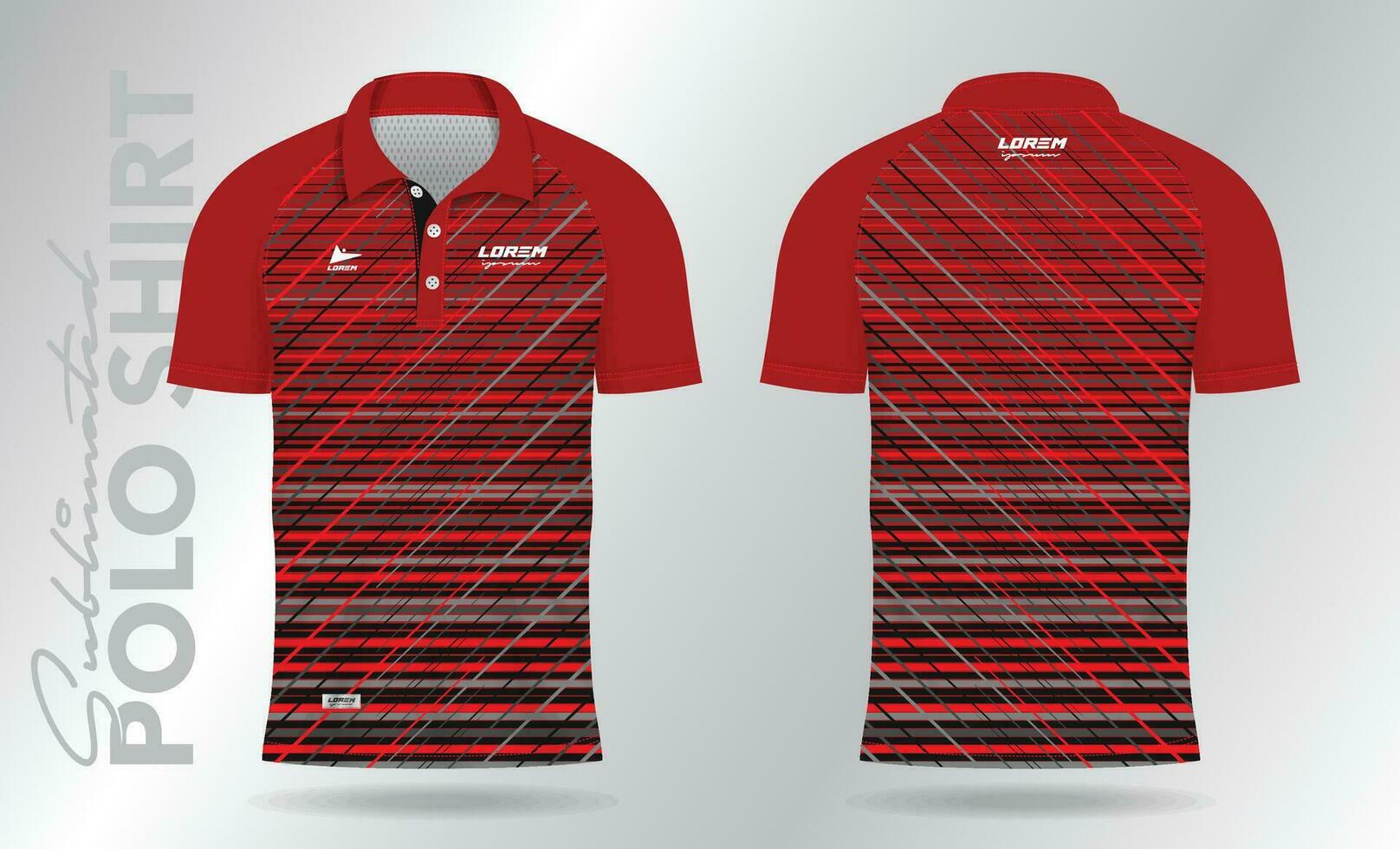 resumen rojo y negro polo camisa Bosquejo modelo diseño para deporte uniforme vector