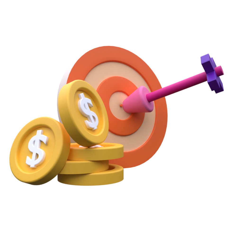 unique 3d render money goal icon illustration.Realistic vector illustration png