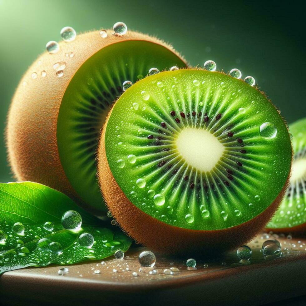 AI generated Ripe kiwi, slice kiwi fruit photo
