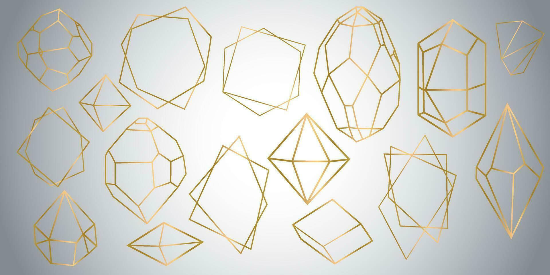 Crystal diamond shape. Geometric Premium Glitter Icon, Polygon mosaic shape amethyst gem quartz stone line art style vector