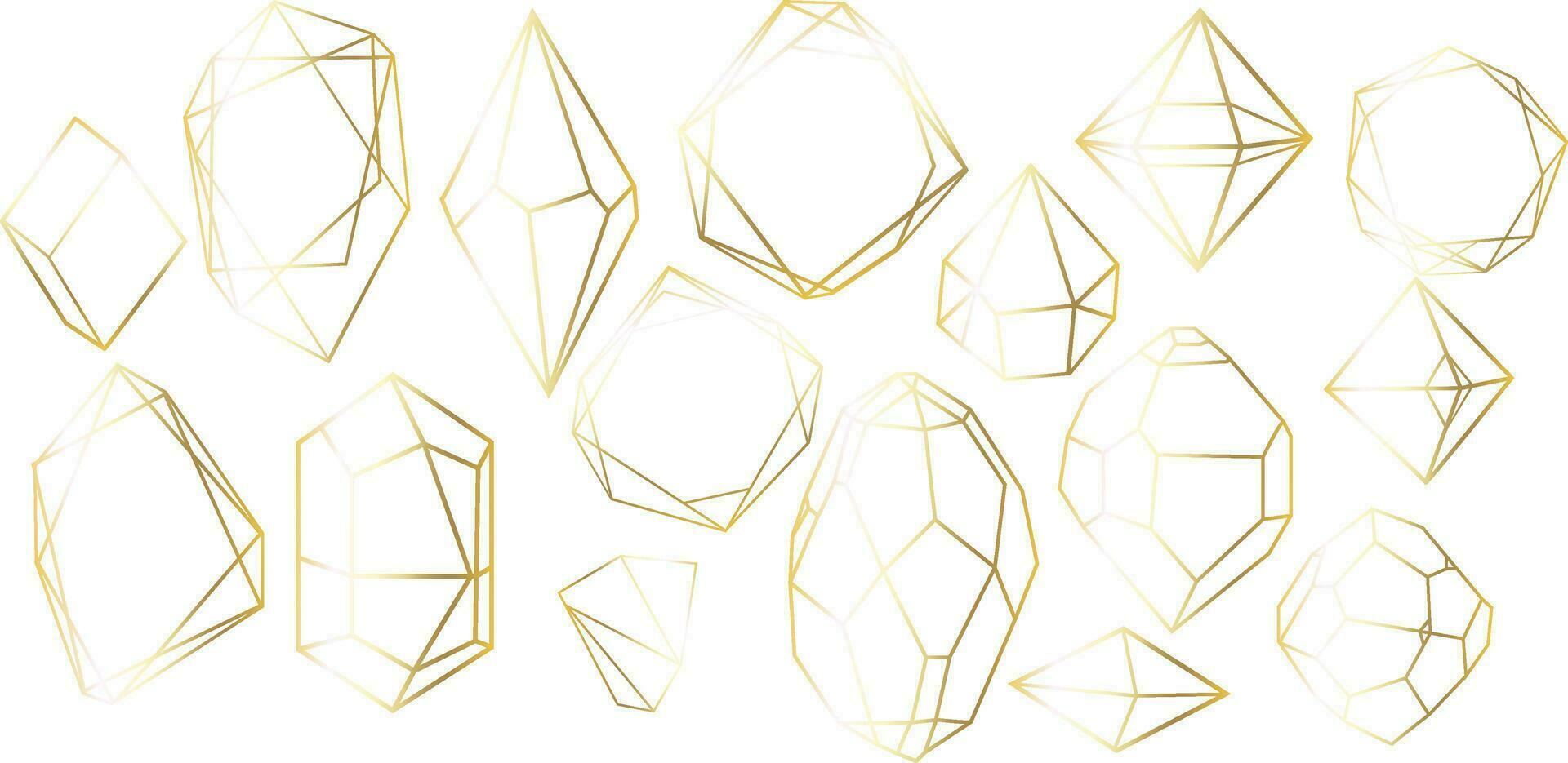 Crystal diamond shape. Geometric Premium Glitter Icon, Polygon mosaic shape amethyst gem quartz stone line art style vector