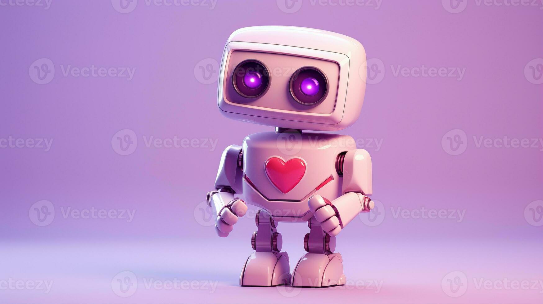AI generated Sphere white robot with glowing blue eyes ai generated character 3d image photo