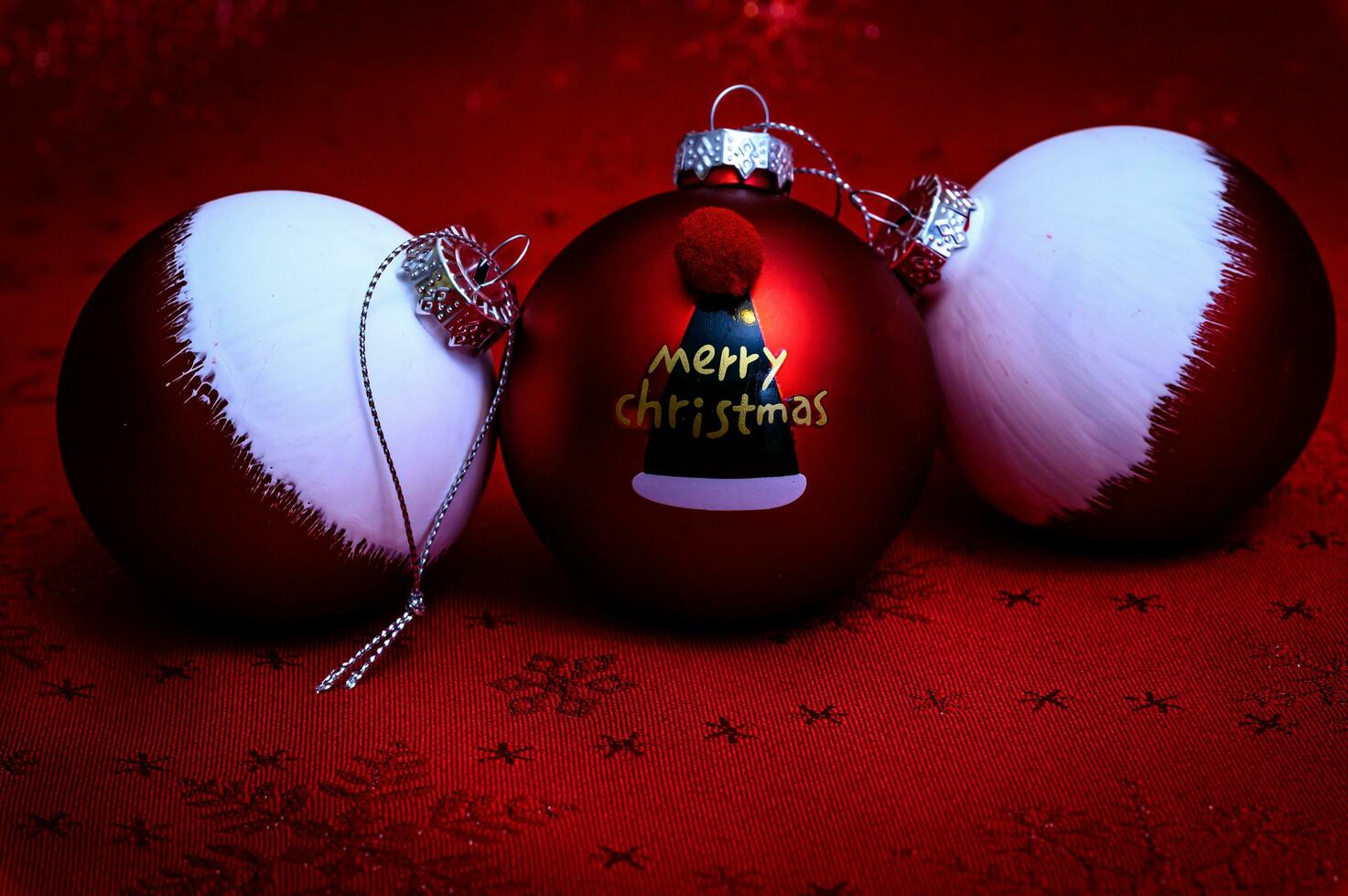 Decorative Christmas background with hanging bauble photo
