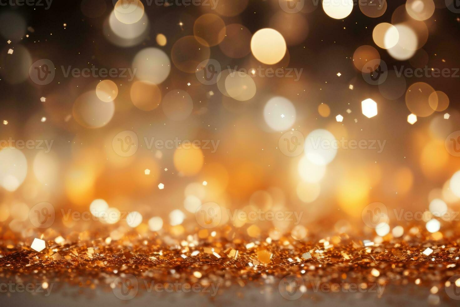 AI generated Abstract holiday background with gold sparkles and highlights. Blurred sparkling background with place for text, congratulations photo