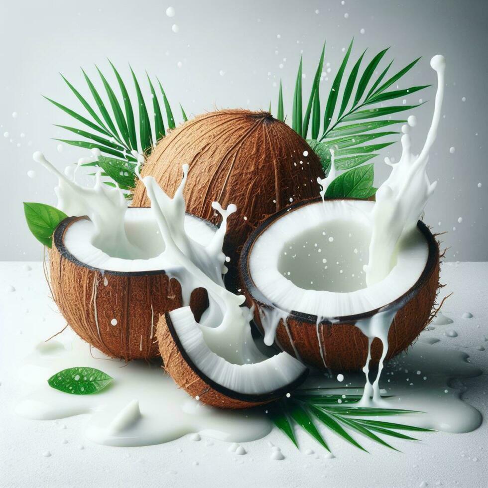 AI generated Coconut with splash photo