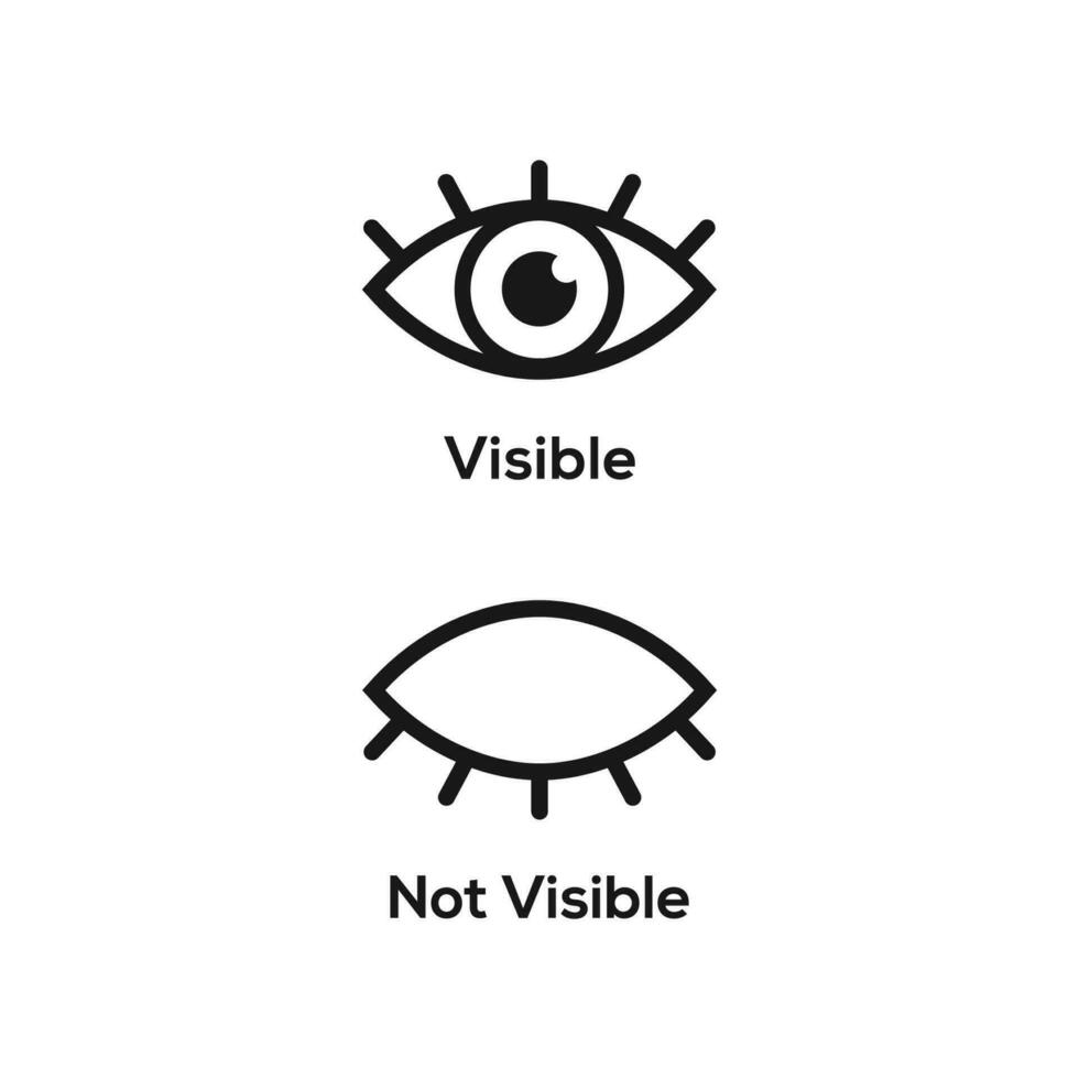 Visible invisible icon symbol. Visible and not visible icon illustration design, modern eye symbol template vector