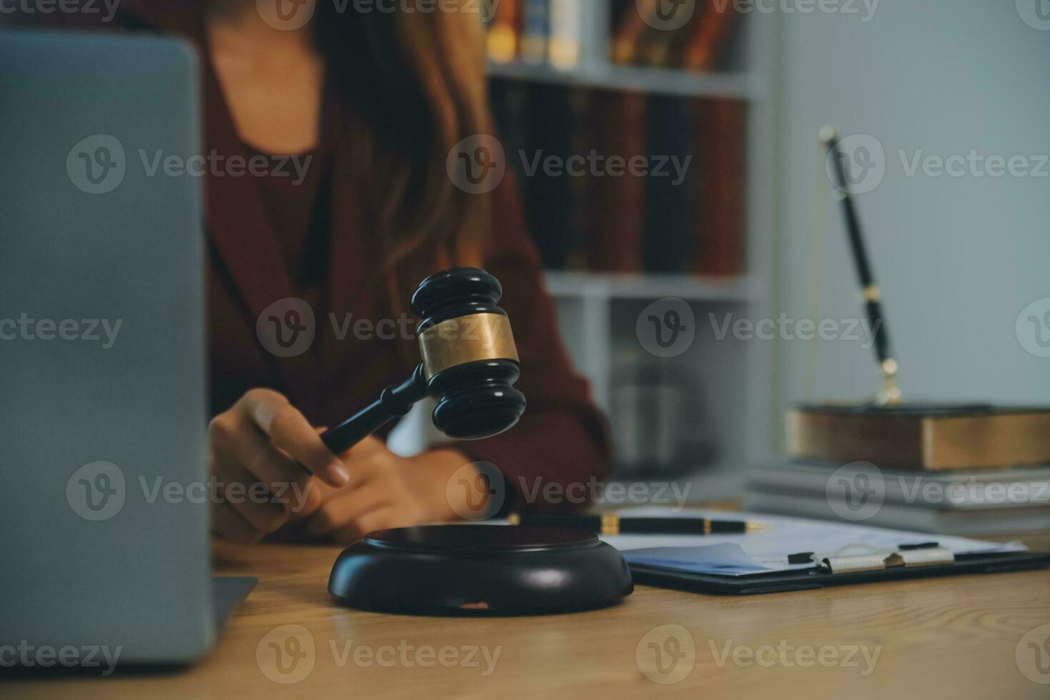 Lawyer, legal advisor, businessman brainstorming information on agreement details Business contracts in legal processing books for accuracy in contract documents. joint financial investment. photo