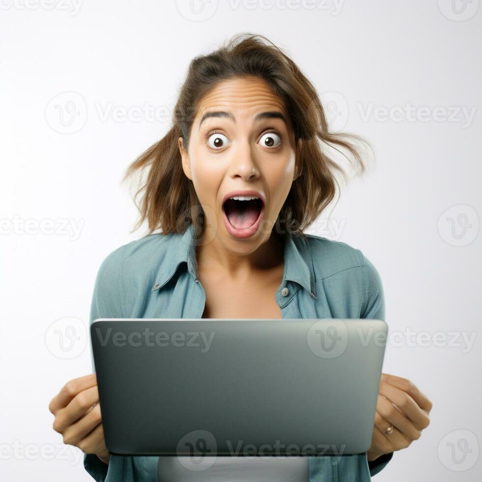 AI generated Photo of a cute lady very excited and surprised