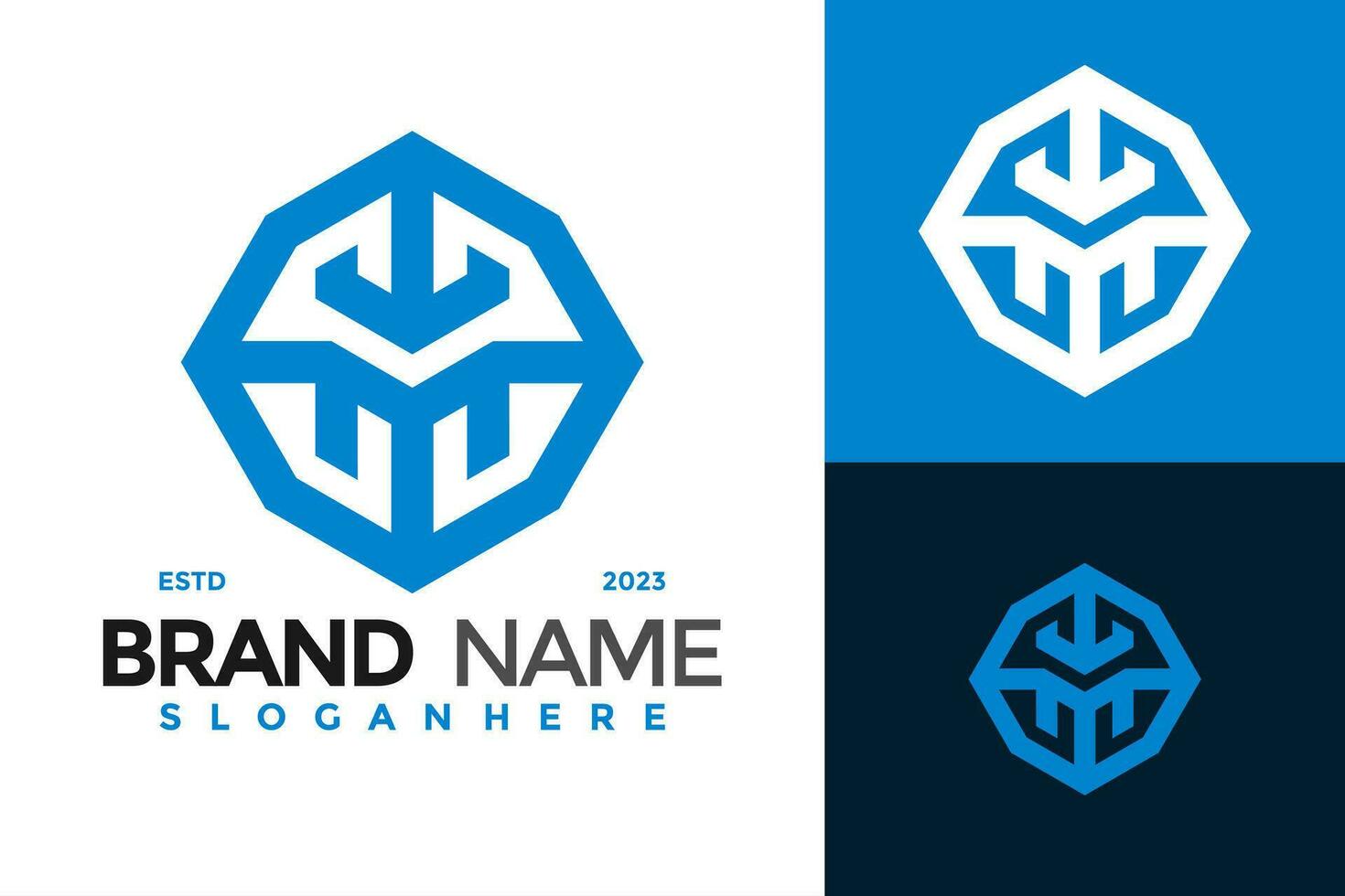 Letter M Octagon Logo design vector symbol icon illustration